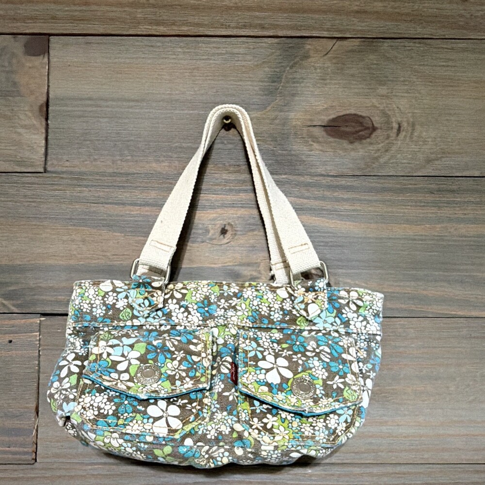 Vintage Levi's Floral Shoulder Bag Zip Closure  Double Handles & Pockets